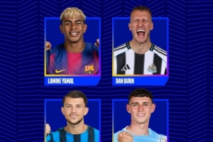 欧冠今日最佳进球候选：亚马尔、丹-伯恩、萨马尔季奇、福登在列