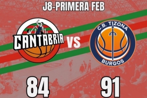 西乙第8轮Cantabria84比91失利 余嘉豪21分钟2投0中0分3板2帽4误